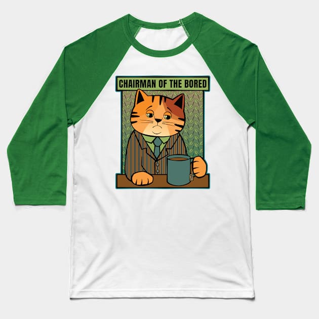 Chairman of the Bored Cat Baseball T-Shirt by Sue Cervenka